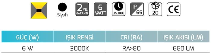 Goya Gy 6227 6 Watt Ledli Duvar Aplik